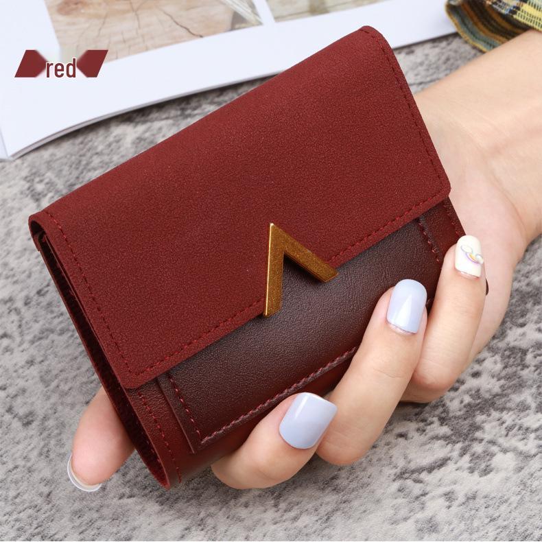 Korean Style Vintage Short Women's Wallet - PU Leather, Three-Fold Card Holder