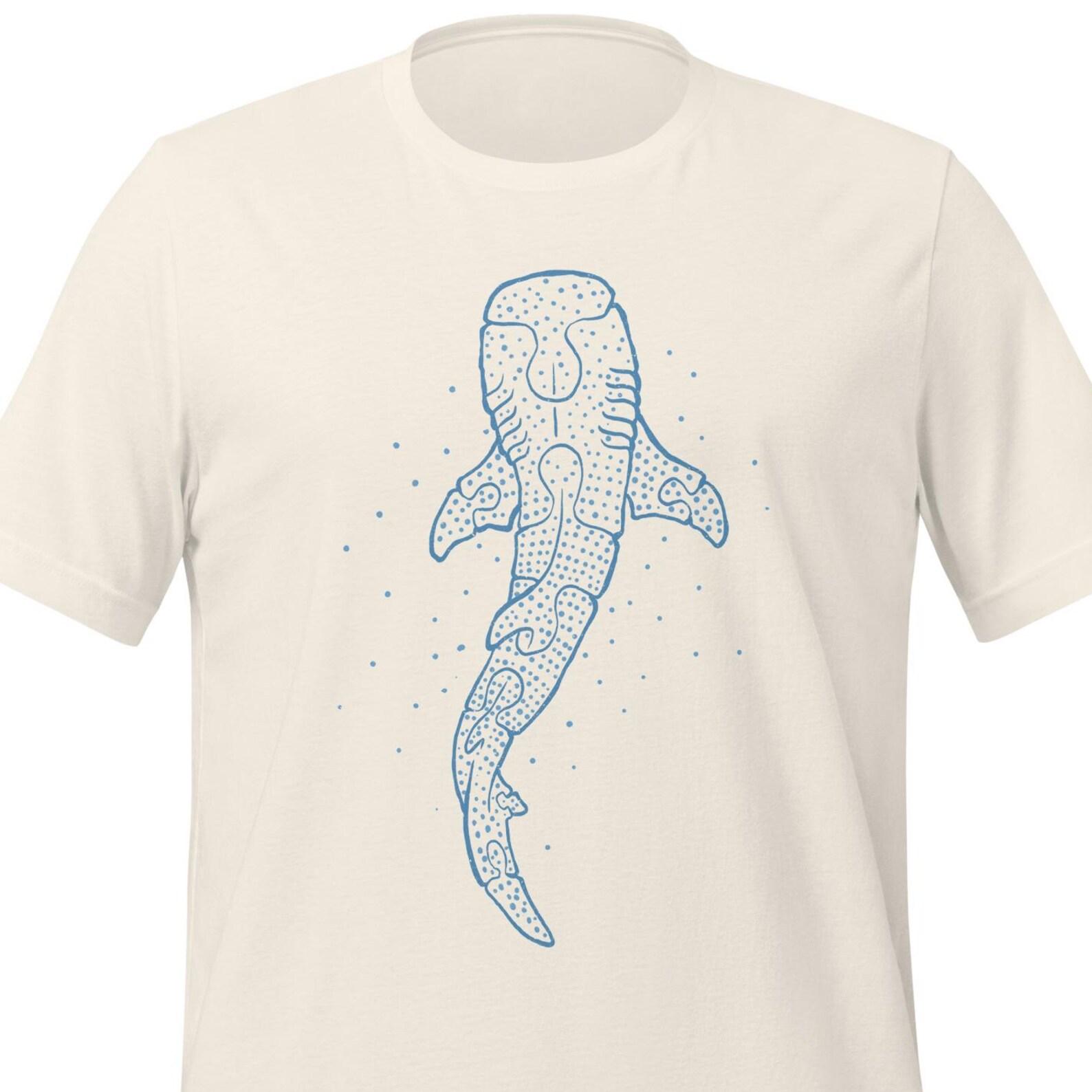 Minimalist Whale Shark T-Shirt, Geometric Ocean Art Tee 3XL