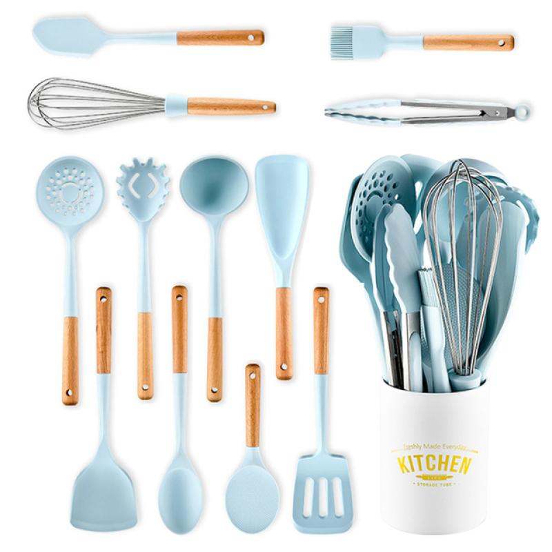 Neues blaues Silikon-Küchengeschirr, Antihaft-Kochwerkzeug, Spatel, Schöpfkelle, Schneebesen, Schaufel, Suppe, Kochgeschirr, Utensilien, Küchen-Kochgeschirr