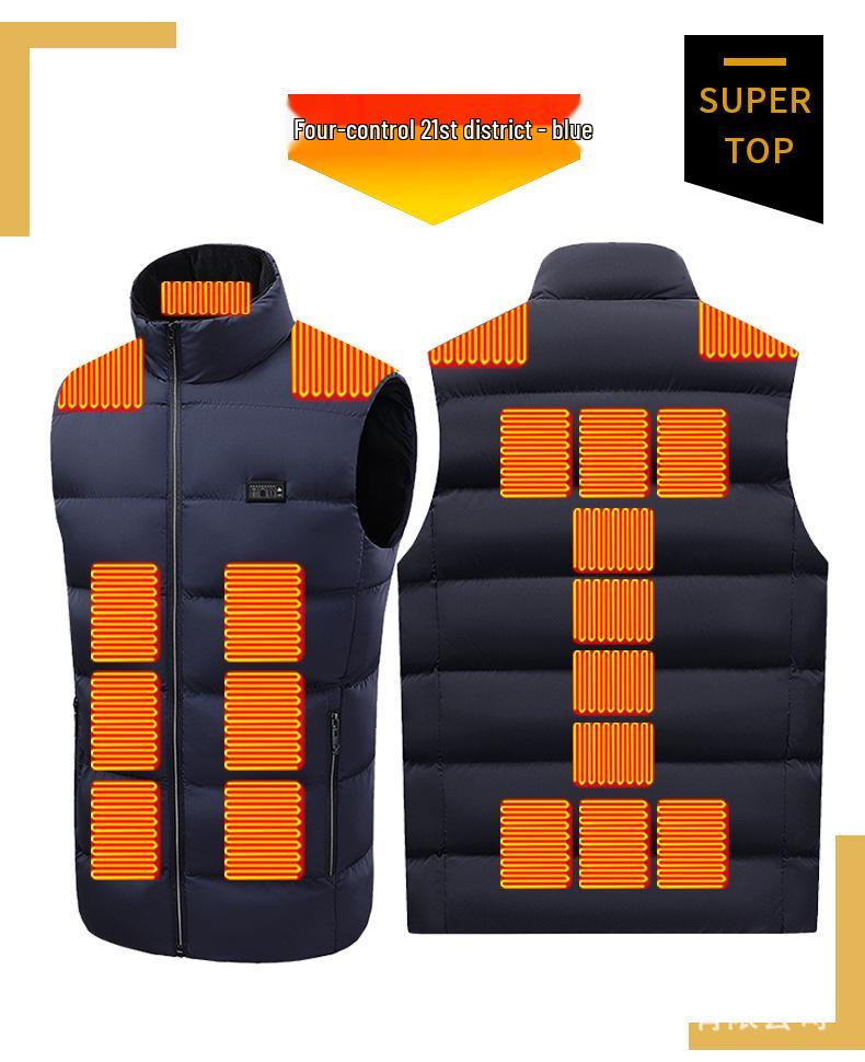 Herren USB-gesteuerte Winterheizweste mit Vierfachsteuerung, 26-Zonen intelligentes Heizen