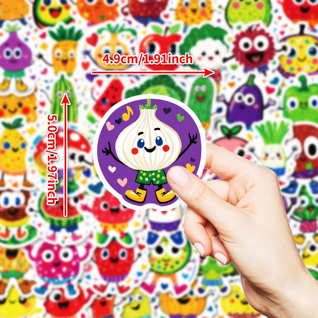 New 50 Cartoon Cute Fruit and Vegetable Man Graffiti Stickers Personalized Creative Tablet Decorative Stickers