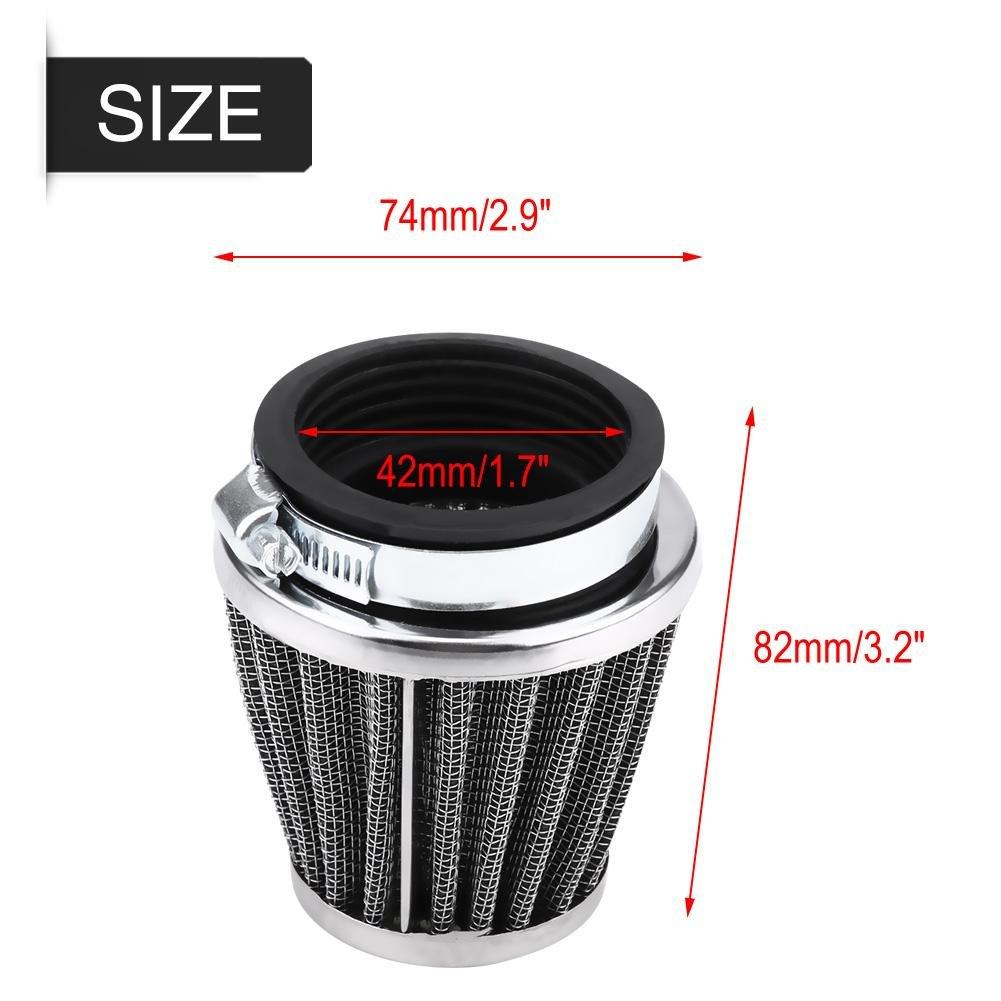 Qiilu Power Filter Air Intake Filter for Honda Kawasaki Yamaha (42MM)