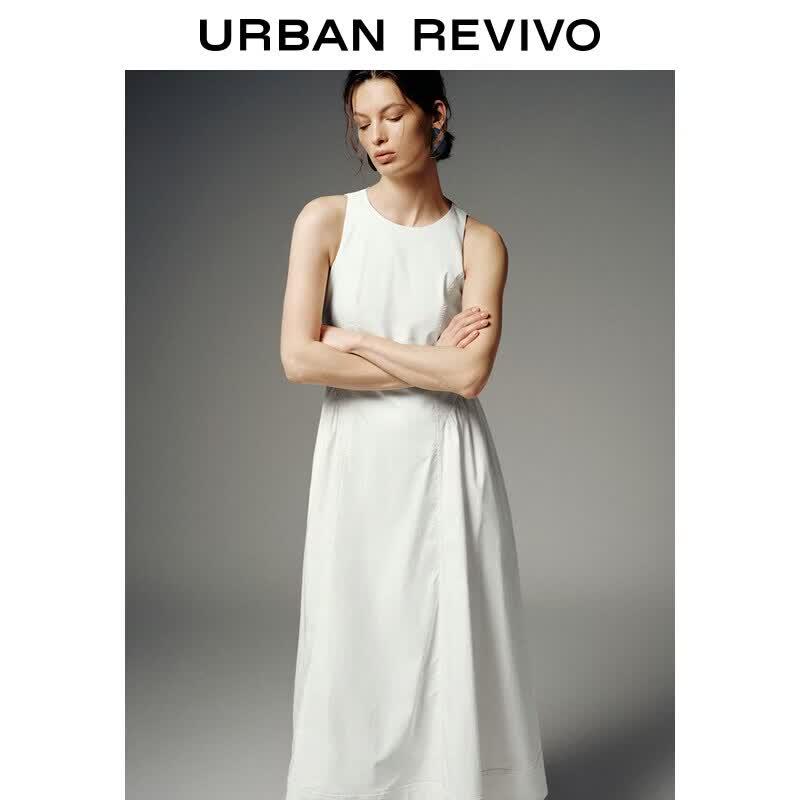 UR Women's Pleated Sleeveless Round Neck Dress