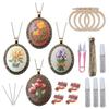 4-Pack Fashion Embroidery Pendant Kit with Scissors Needles Instructions DIY Necklace Art Crafts for Cross Stitch Kits G