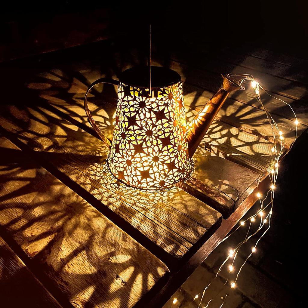 Angel Garden Outdoor Solar Courtyard Light - Copper Coin Kettle Design