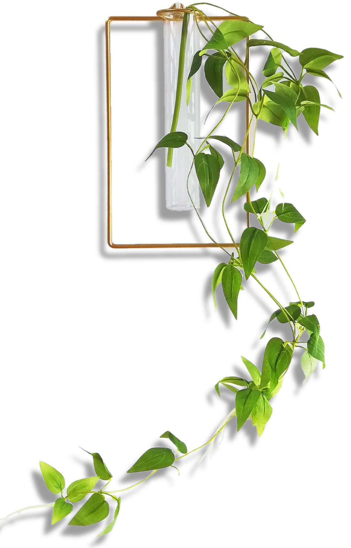 

Wall Hanging Fake Green Vase Set Interior Green Stylish Test Tube Glass Single Flower Vase Interior Goods [Up Frame] (Square (with Plant))