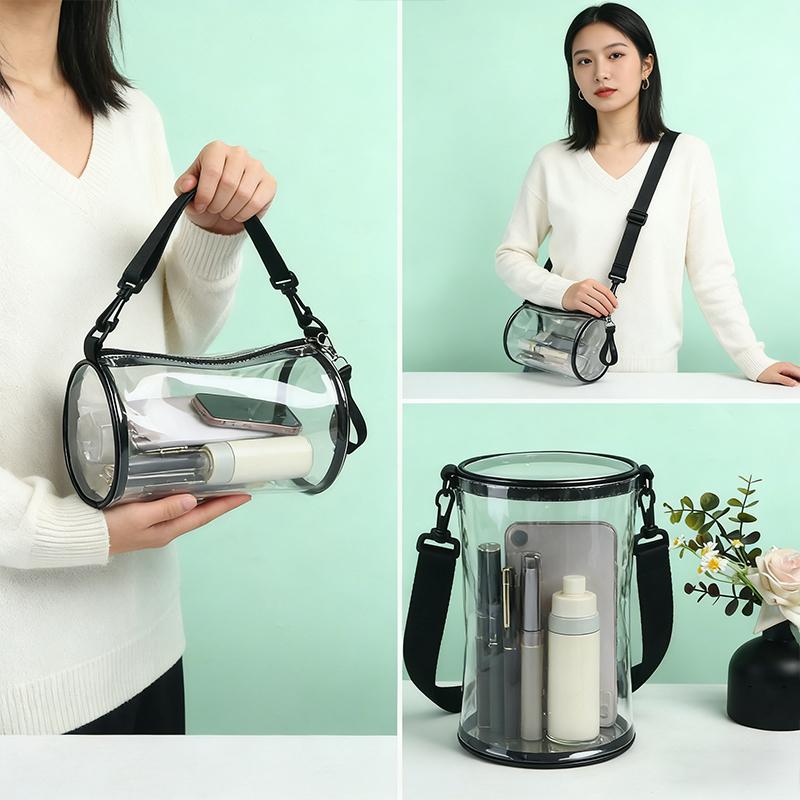 Transparent Laser Crossbody Bag For Women Cylindrical Fashion Mini Shoulder Messenger Bag PVC Jelly Small Tote Bag