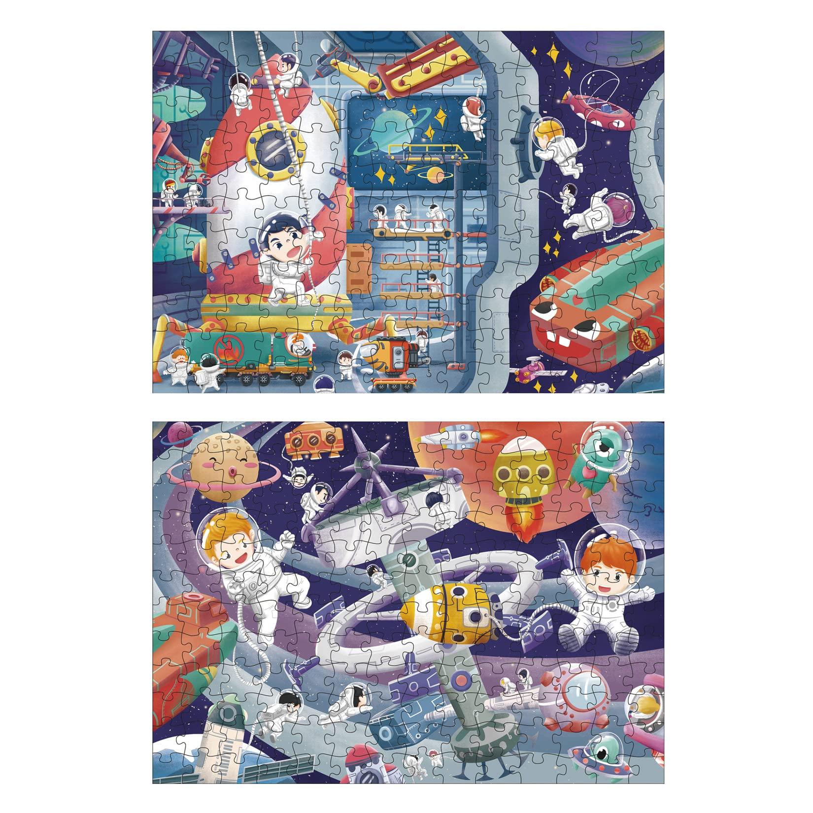 

ROBOT PLAZA Jigsaw Puzzle Set of 2, 154-168 Pieces, for Kids (Ages 6 and Up)