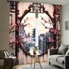 2 Pcs Chinese-style architecture print curtains,suitable for bedroom,living room kitchen decoration,home decoration,window decor