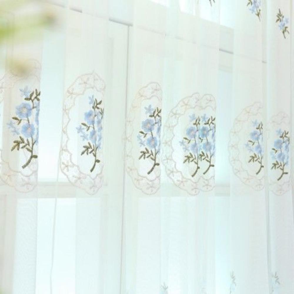 New Floral Embroidered Sheer Curtains for Living Room Bedroom Windows Voile Drapes Fresh Design