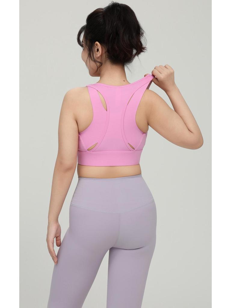 Front Zip Plus Size High-Impact Sports Bra with Stylish Back Design