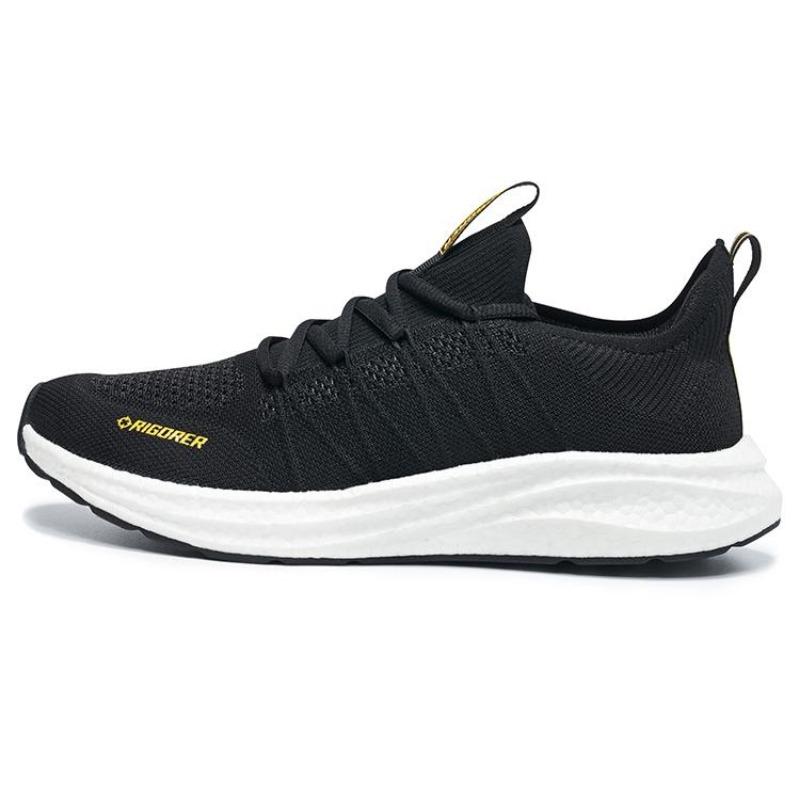 Rigorer Unisex Low-top Training Shoes Shock Absorbing Breathable Lightweight Dark Black Z323160917-1 36