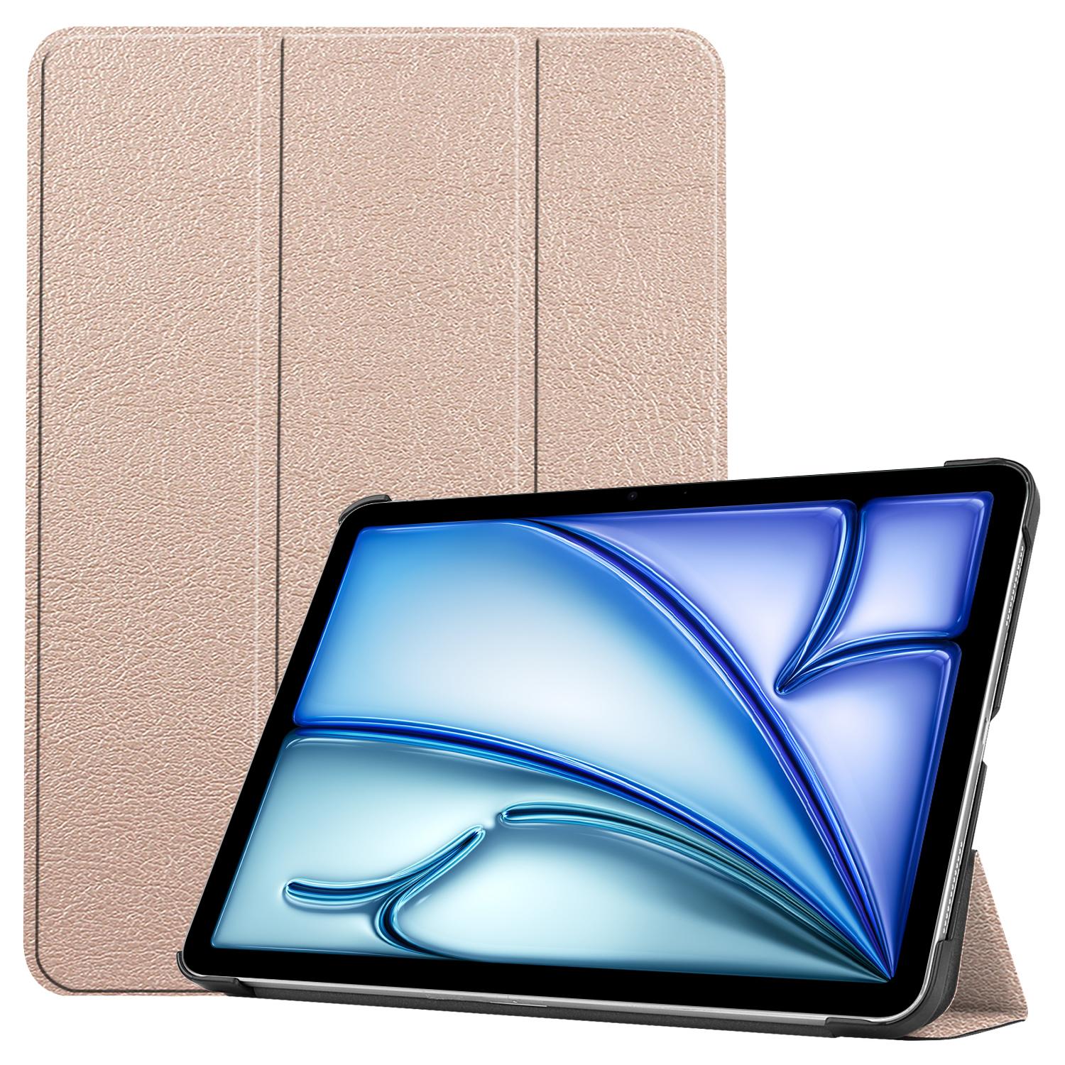 

For iPad Air 11 (2025)/(2024) Case PU Leather Protective Tri-Fold Stand Smart Cover Gold