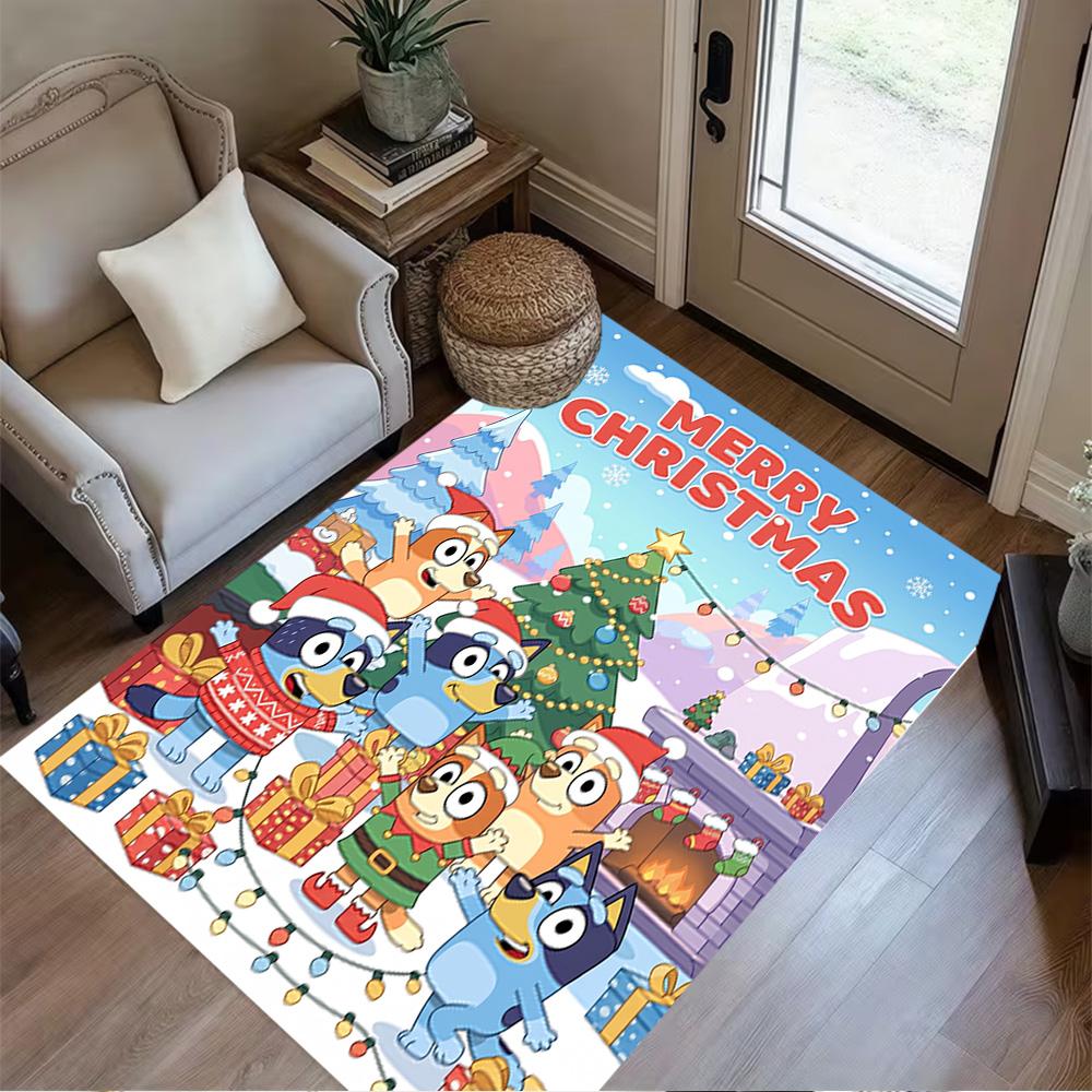 Bluey Friends Adventure Floor Rug Office Rug Suitable for Dining Room Foyer Kitchen Game Room Anti-slip Rug Anime Office Decor Gift for Festivals