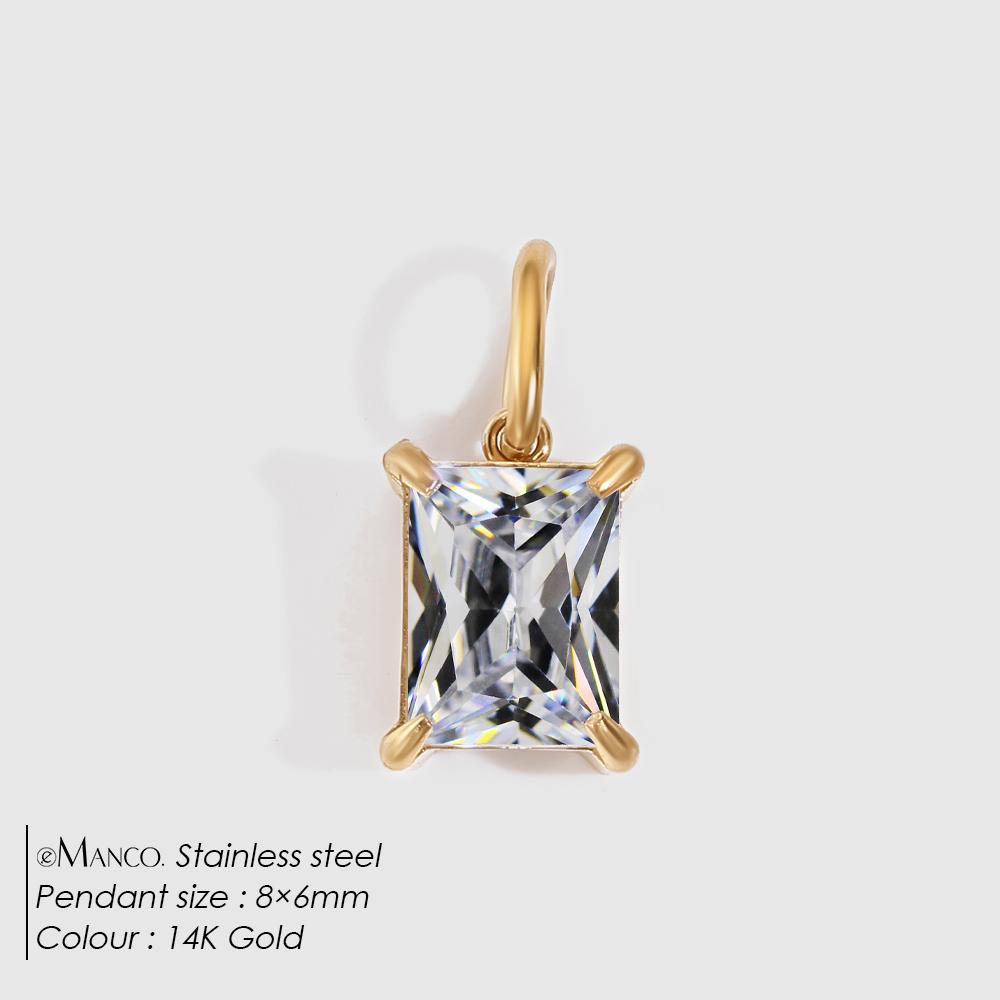 eManco 4 /6/8/10MM Stainless Steel Zircon Geometric Shape Charms Pendants Jewelry Making Supplies Diy Findings Accessories