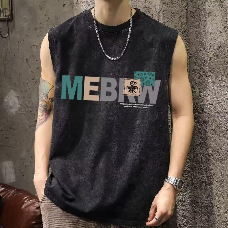 

Мужской летний жилет без рукавов 2025 года, новая тенденция, повседневный, студенческий, свободный, простой и универсальный жилет 5XL серый