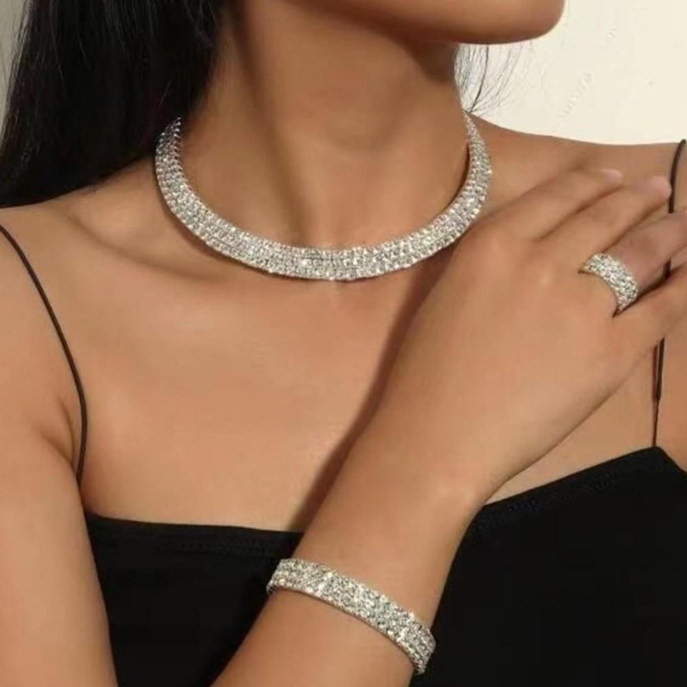 Necklace Crystal Jewelry Romantic Rhinestone Jewelry Set Wedding Accessories  Bridal Wedding