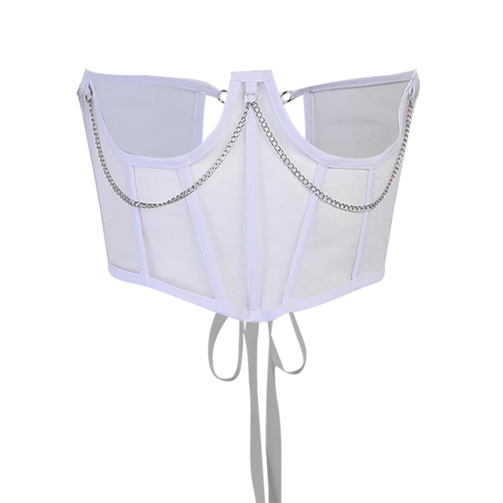 

Женский корсет на талии, сексуальный сетчатый корректирующий пояс с цепочкой для путешествий, вечеринок и отпусков M белый