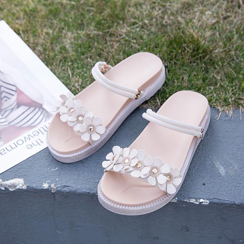 

Женские сандалии с цветами, модные, в стиле феи, летние новинки 2025 года, плоская подошва, модные, универсальные, обувь римского типа, два способа носки 40 бежевый