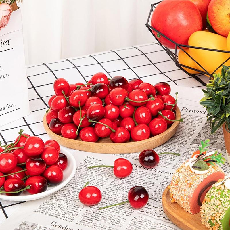 10/20Pcs Fake Cherry Artificial Fruit Model Simulation Cherry Ornament Craft Food Photography props Party Decor Home Decoration