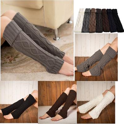 Damen-Beinlinge, Winter, warm, Häkelstrick, Pelzbesatz, Manschetten, Topper, Stiefelsocken, einfarbig