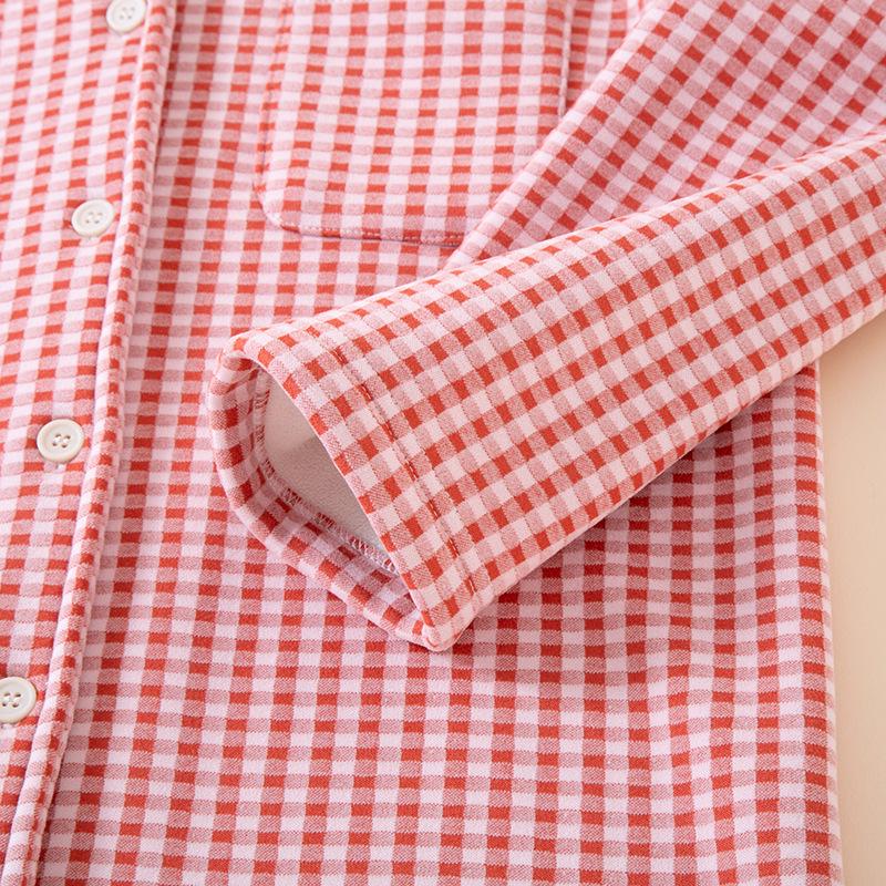 Velvet Thickened Women's Plaid Pajama Set – Warm Long Sleeve for Autumn/Winter, Suitable for Indoor/Outdoor Wear.