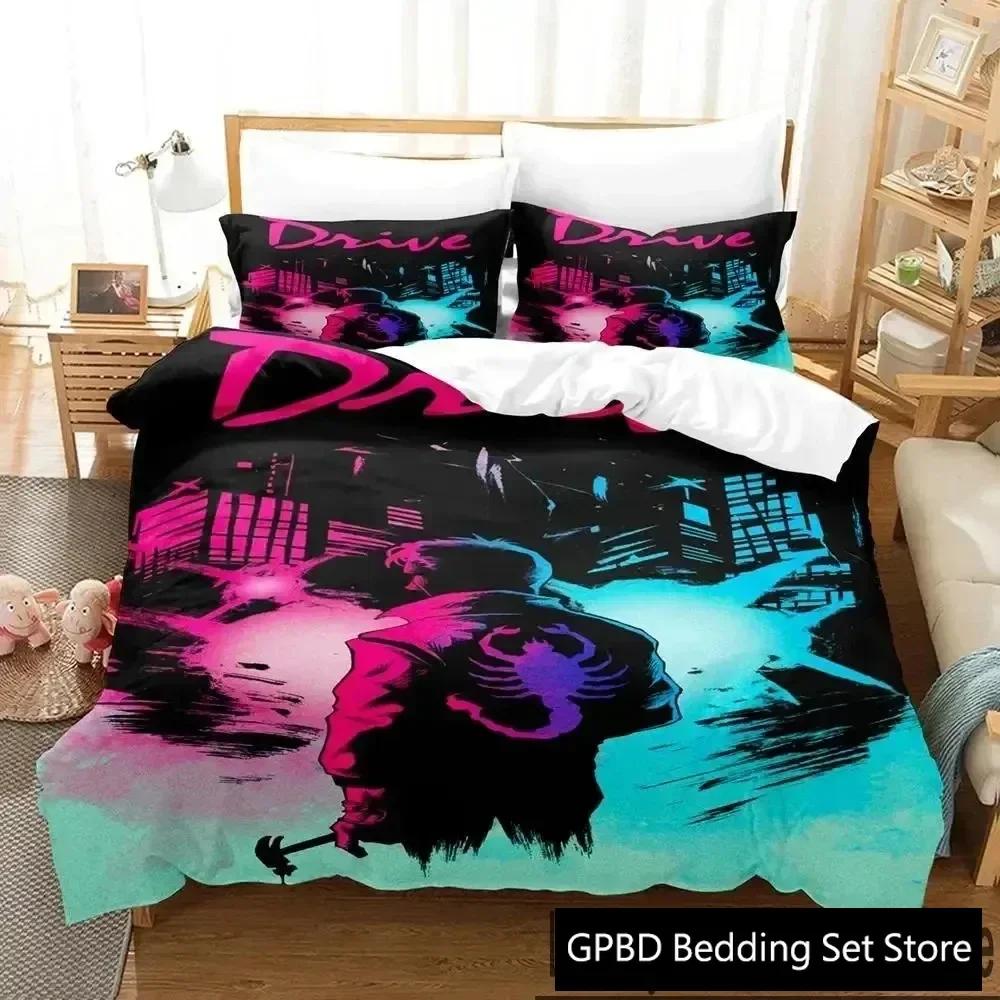 3D Print Drive Ryan Gosling Comfortable Duvet Quilt Cover Pillowcase Bedding Set Children Bedroom Decoration Home Textile