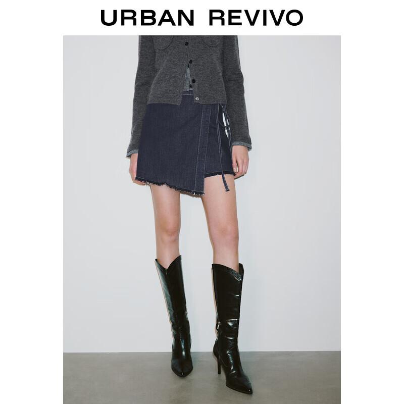 UR Women s Irregular Tie-Waist Denim Mini Skirt S