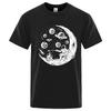 Herren T-Shirt Hohe Qualität 100% Baumwolle Lustiger Astronaut Mond Barbecue Druck Lässig Locker Cool Herren O-Ausschnitt T-Shirt Tee Tops