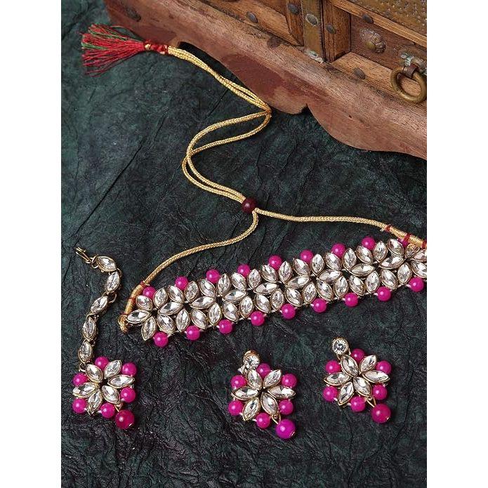 Ultimo Design Choker Antico Kundan Collana Tradizionale Set di Gioielli per Donne