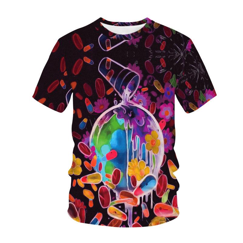 Tricou amuzant cu imprimeu cu animale 3D pentru bărbați, ocazional, cu gâtul O, cu mânecă scurtă.