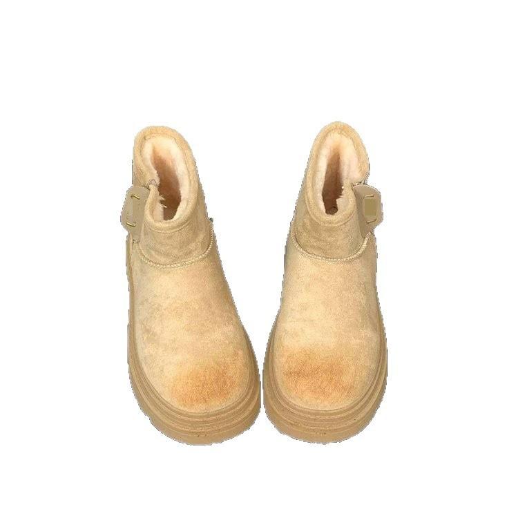 Snow Boots Winter New Outdoor Thick-soled Piled Thickened Cotton Boots Warm and Cold-proof Bread Cotton Shoes