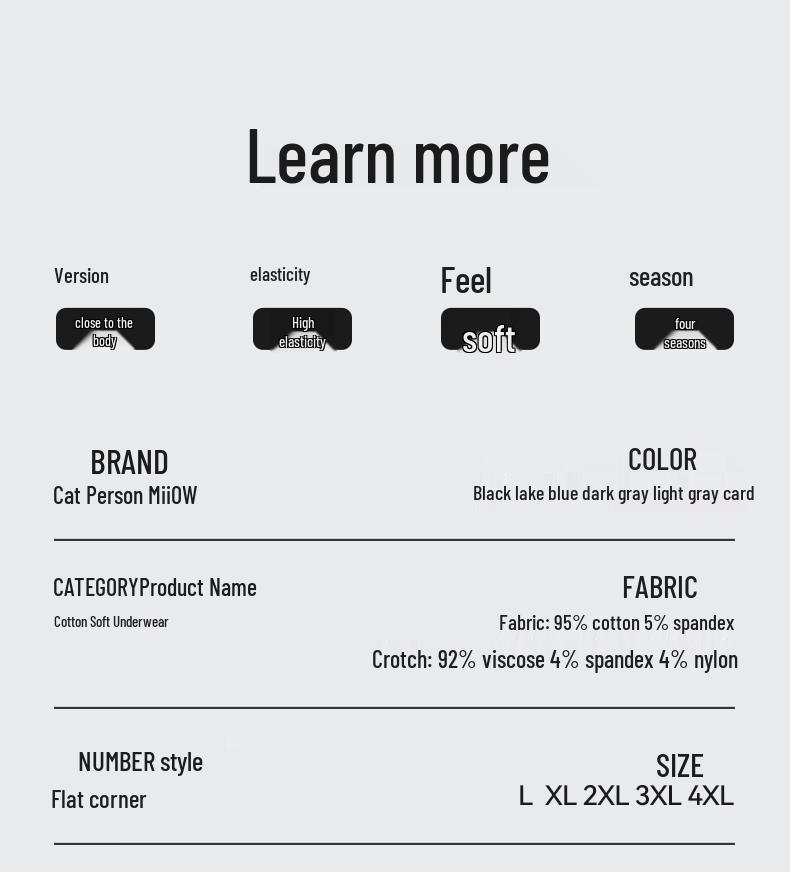 Maoren Men's 7A Kushen Care Antibacterial Cotton Boxer Briefs 4-Pack