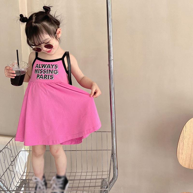 Småbarn Jenter Brevtrykk Utskrift Kjole Strandkjoler Høytidsfestkjoler