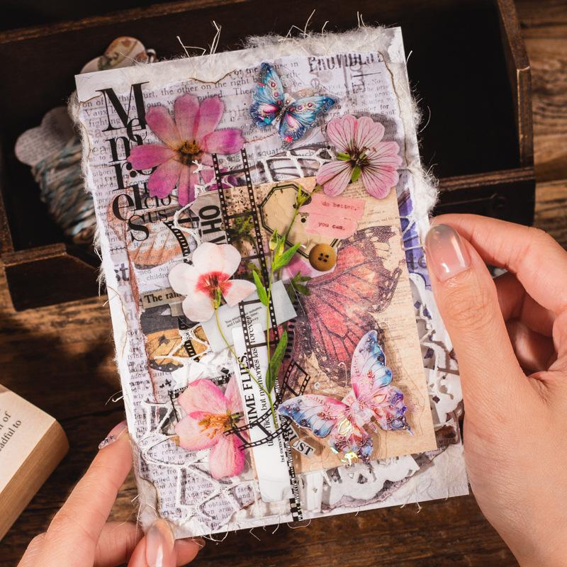 20 Pieces 3D Lifelike Dried Floral Stickers Vintage Botanical Patterns No-Residue For Album Gift Box Embellishment