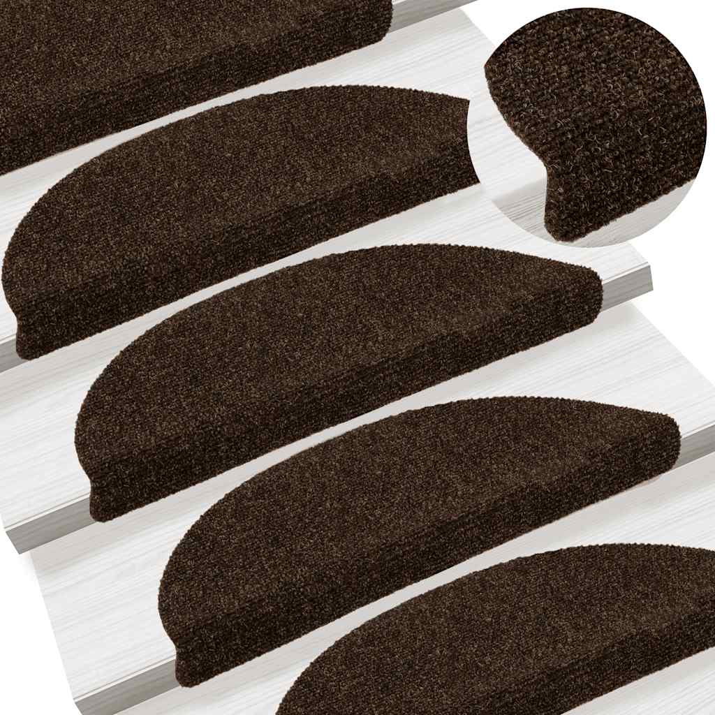 Self Adhesive Stair Treads 5 pcs 56 x 17 x 3 cm Brown Semi Round