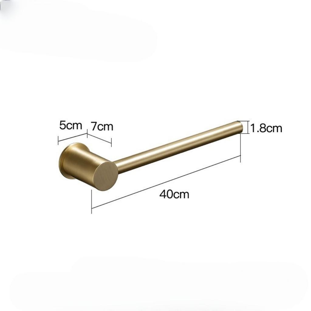 Tuqiu Brushed Gold Towel Hanger Wall Mounted Brass Towel Rack Bathroom Towel Holder Brass Towel Bar Rail Brief Towel Holder