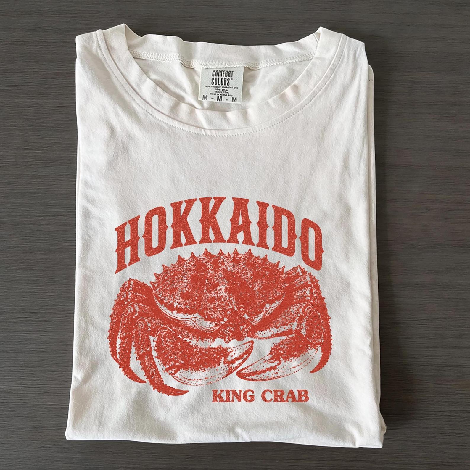 Hokkaido King Crab Japanese Retro Graphic Tee, 90s Ocean Nostalgia Shirt XL