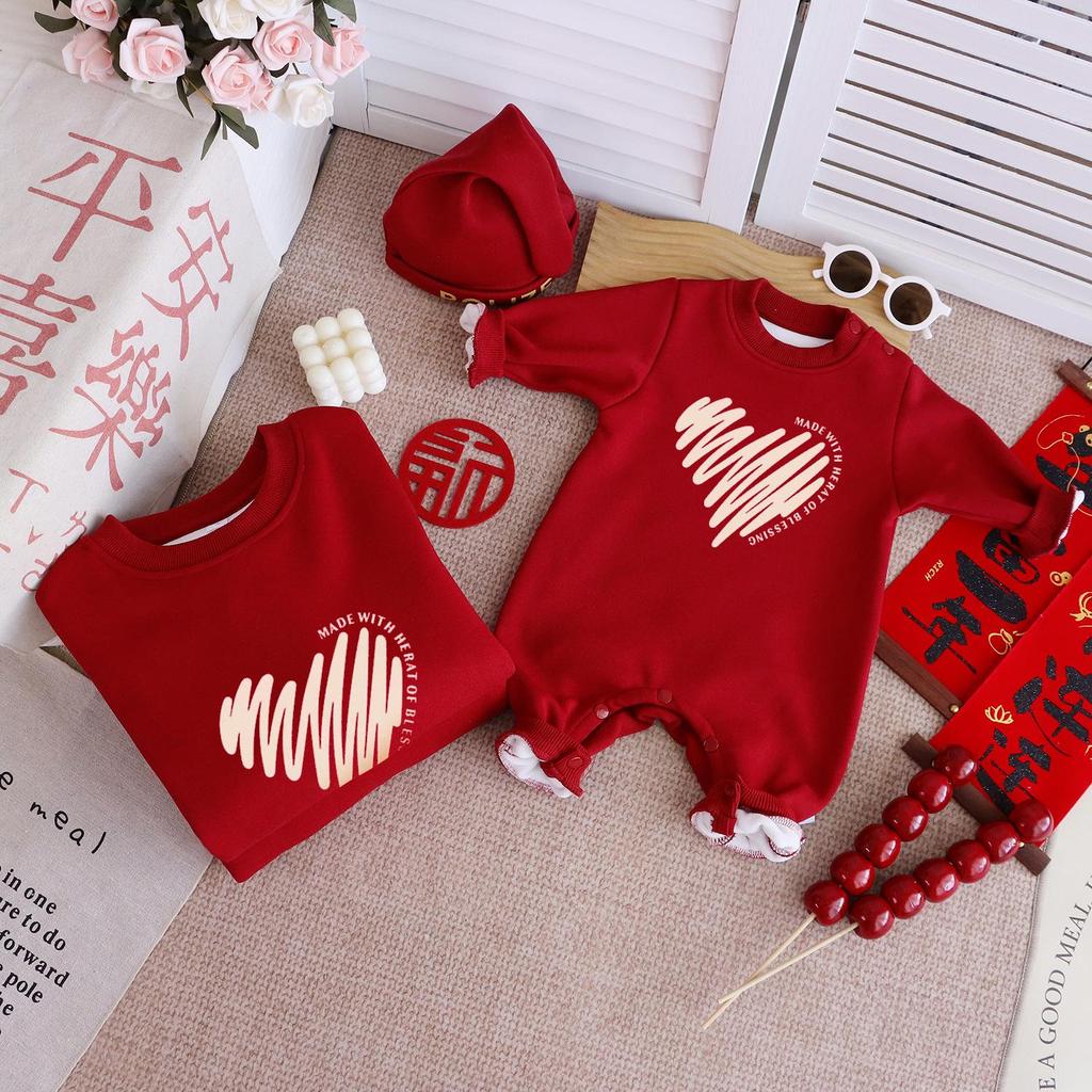2025 Winter Velvet Hoodie Family Set: Mother & Child Matching Outfits for Stylish 100-Day Photo Shoots