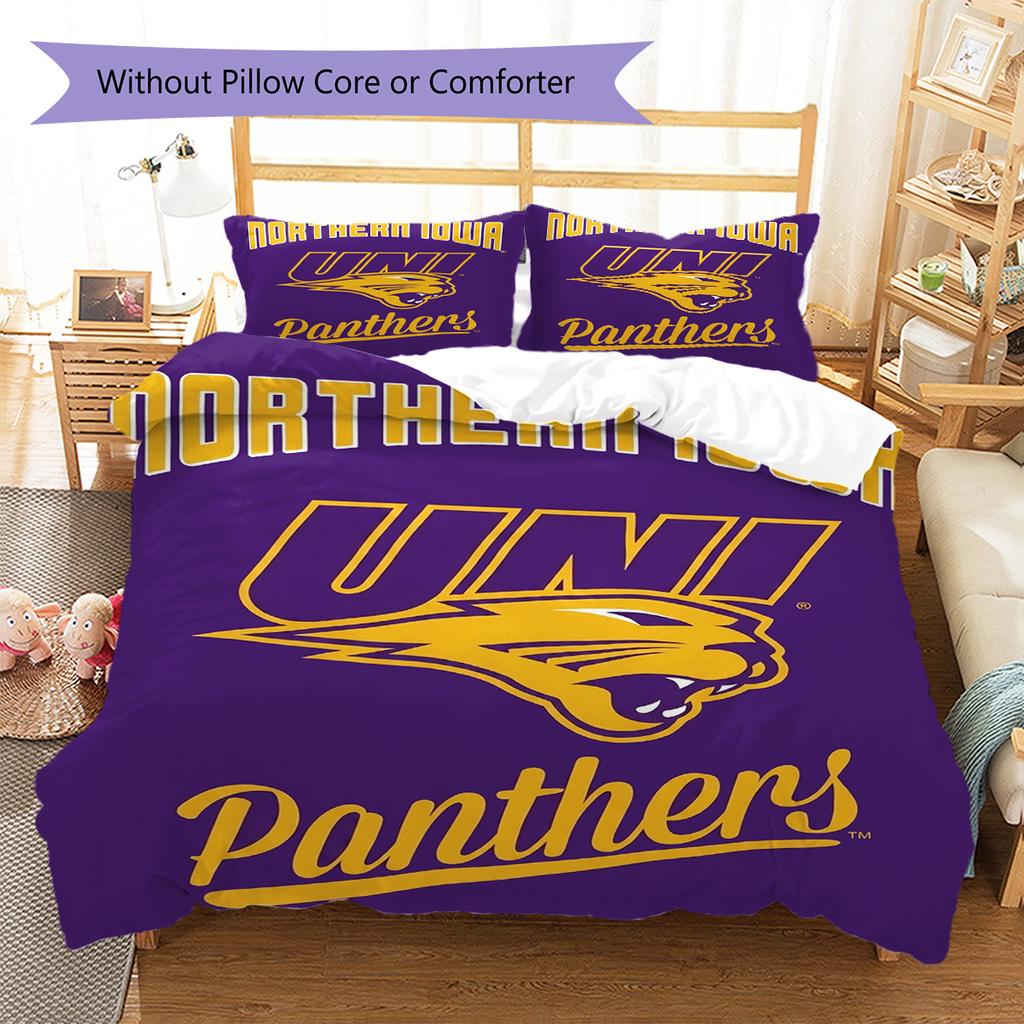 Northern Iowa Panthers Pattern Bedding Set Quilt Cover Pillowcase Home Decor Gift (1 * Duvet Cover + 2 * Pillowcase, Without Core)