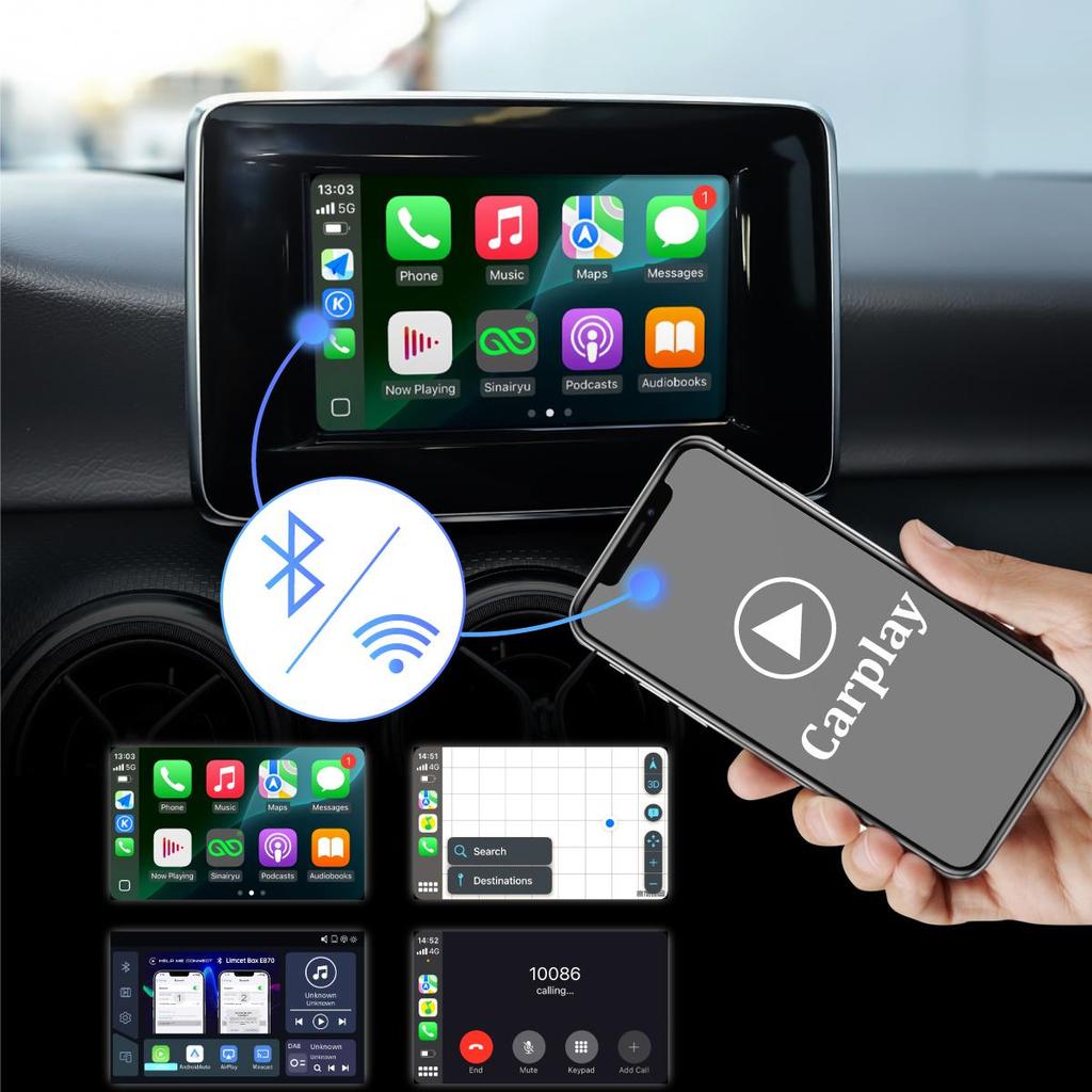 Sinairyu Wireless CarPlay Android Auto DAB HDMI Mirror-Link Compatible For Mercedes Benz A B C E CLS GLK Class NTG4.5/4.7 System