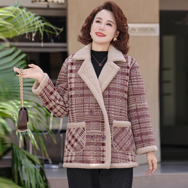 Women's Plus Size Plush Lined Plaid Cotton Jacket