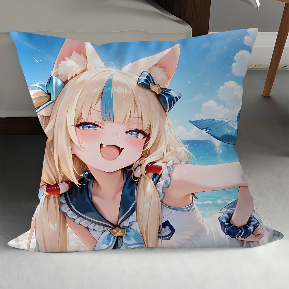 Hololive Mococo Fuwawa Abyssgard Pillow Cover For Bedroom Room And Living Room Sofa Decorative Cushion Cover