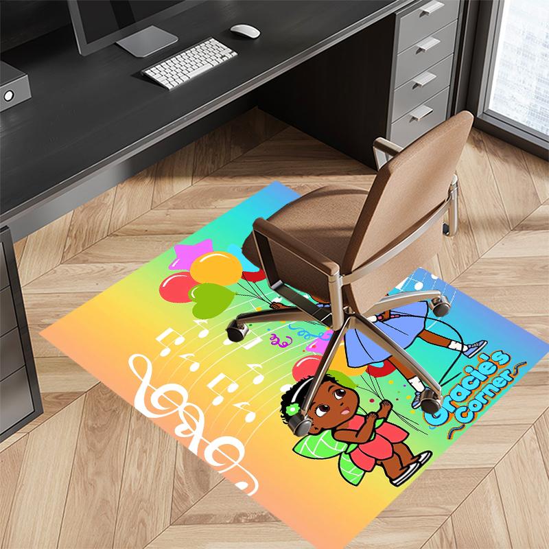 1pc Gracie's Corner Print Area Rug - Soft, Washable Non-Slip Indoor Mat for Office Chairs, Living Room, Home Office Decorative Rug