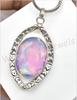 Ciondolo Fatto a Mano Ovale in Argento Sterling 925 con Opale Fuoco Aurora da 46 Carati Certificato Regalo per Donna