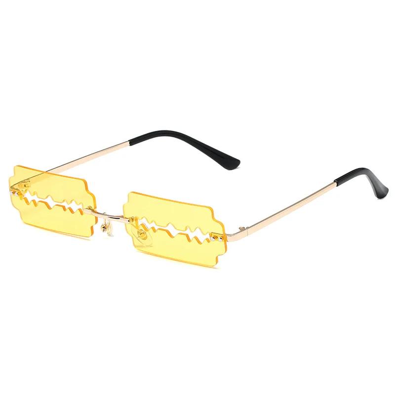 Festival Rimless Rectangle Sunglasses Women Unique Razor Blade Funny Sun Glasses Personality Trend Catwalk Party Hip Hop