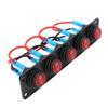 5 Gang Round Switch Panel with LED Water Proof Controlled Circuit Marine Switch Panel Red