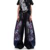 Jeans Vintage de Calle Antiguos con Parches Cosidos Graffiti Pintados a Mano para Mujer Pantalones de Verano para Danza Jazz Tendencia