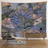 Hippie Psychedelischer Tiger Wandteppich, Wandbehang, Boho Zimmerdeko, Ästhetisch, Mysteriöse Blume, Dschungel Mondlandschaft, Wald