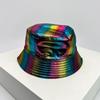 Fisherman Bucket Reflective Visibility High Color Multi Leather PU Faux Women  Men For Neutral Gender Fresh Caps Hats Double Sided Sunshade